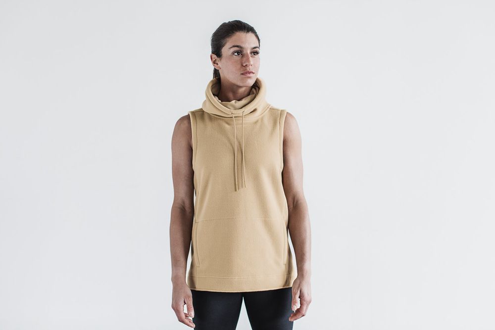 NOBULL Women's Arctic Cowl Sleeveless - Beige - Ireland (7258DQHTM)